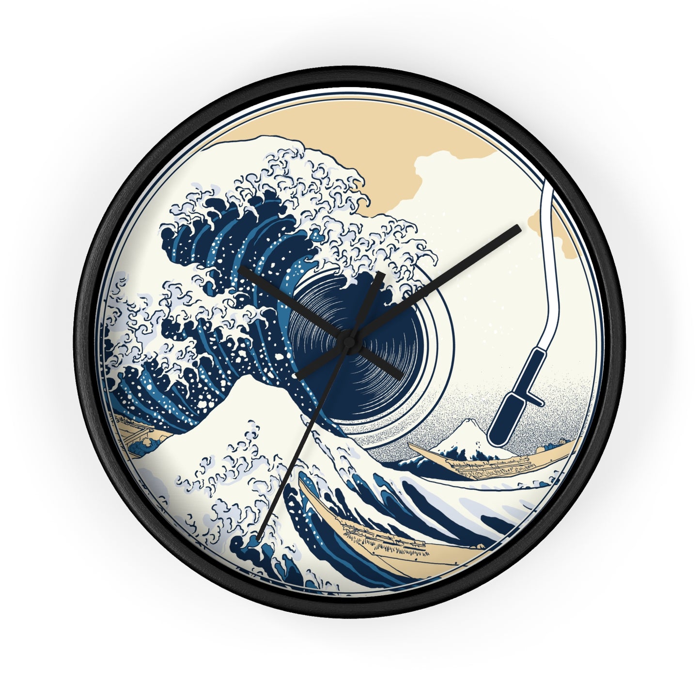 Ocean Wave Vinyl Wall Clock - Cozy Art Home Decor with Sound & Sea Illustration