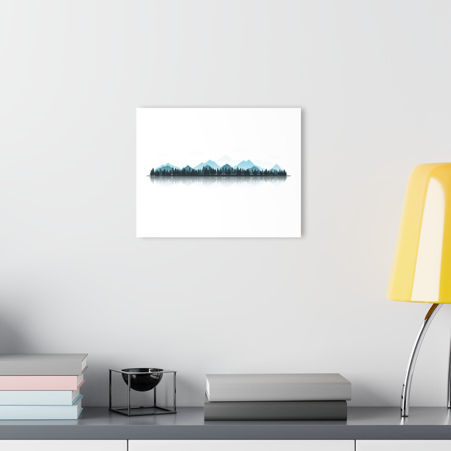 Minimal Mountain Landscape Acrylic Print - Calm Nature Wall Art, Modern Forest Home Decor