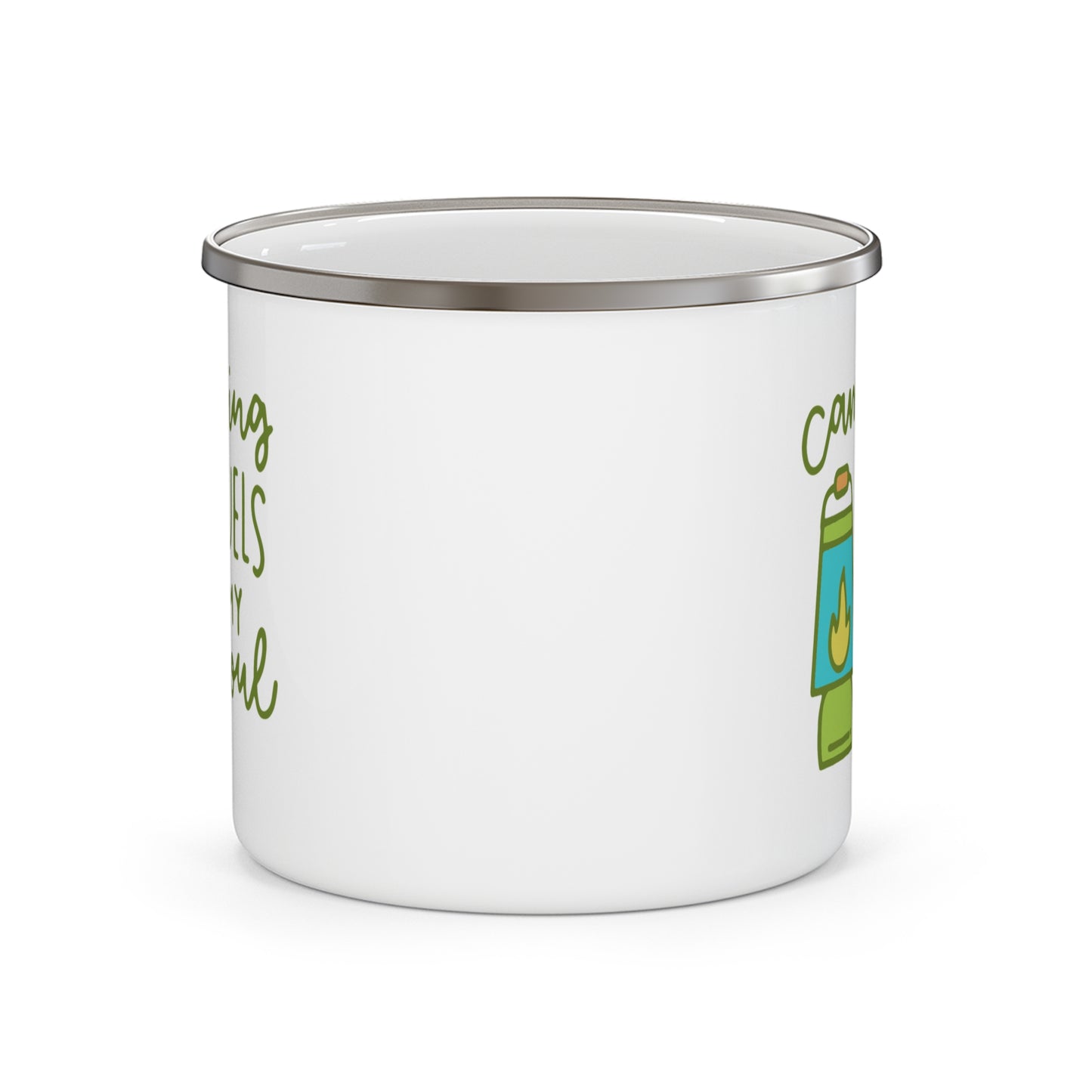 Camping Fuels My Soul Enamel Camping Mug - Lantern Campfire Coffee Mug, Outdoor Adventure Gift