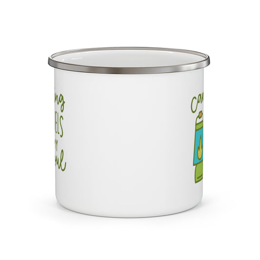 Camping Fuels My Soul Enamel Camping Mug - Lantern Campfire Coffee Mug, Outdoor Adventure Gift