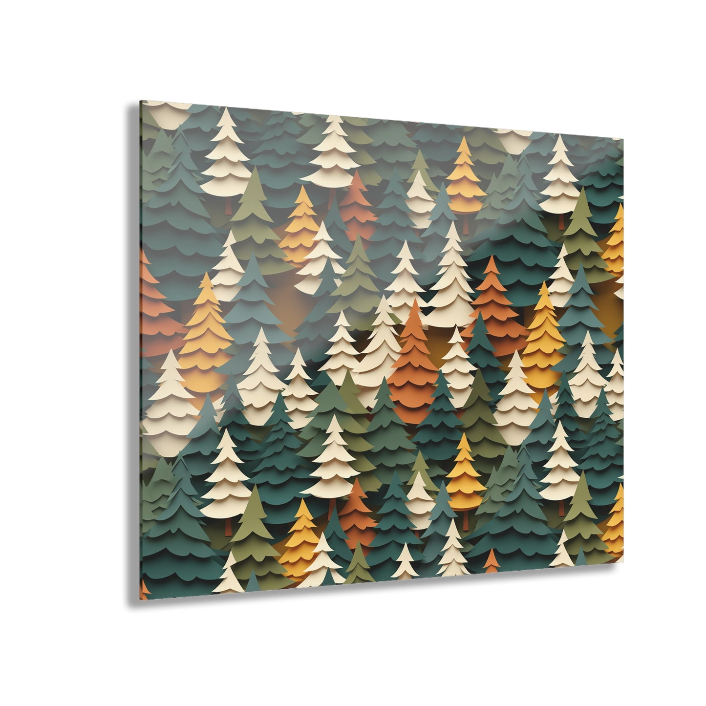 Forest Tree Pattern Acrylic Print - Cozy Woodland Wall Art, Nature Inspired Home Decor