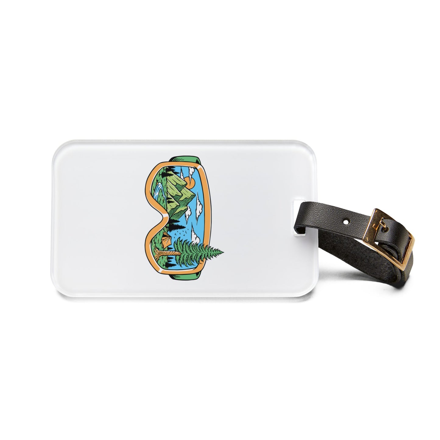 Mountain View Goggles Luggage Tag with Outdoor Adventure Design