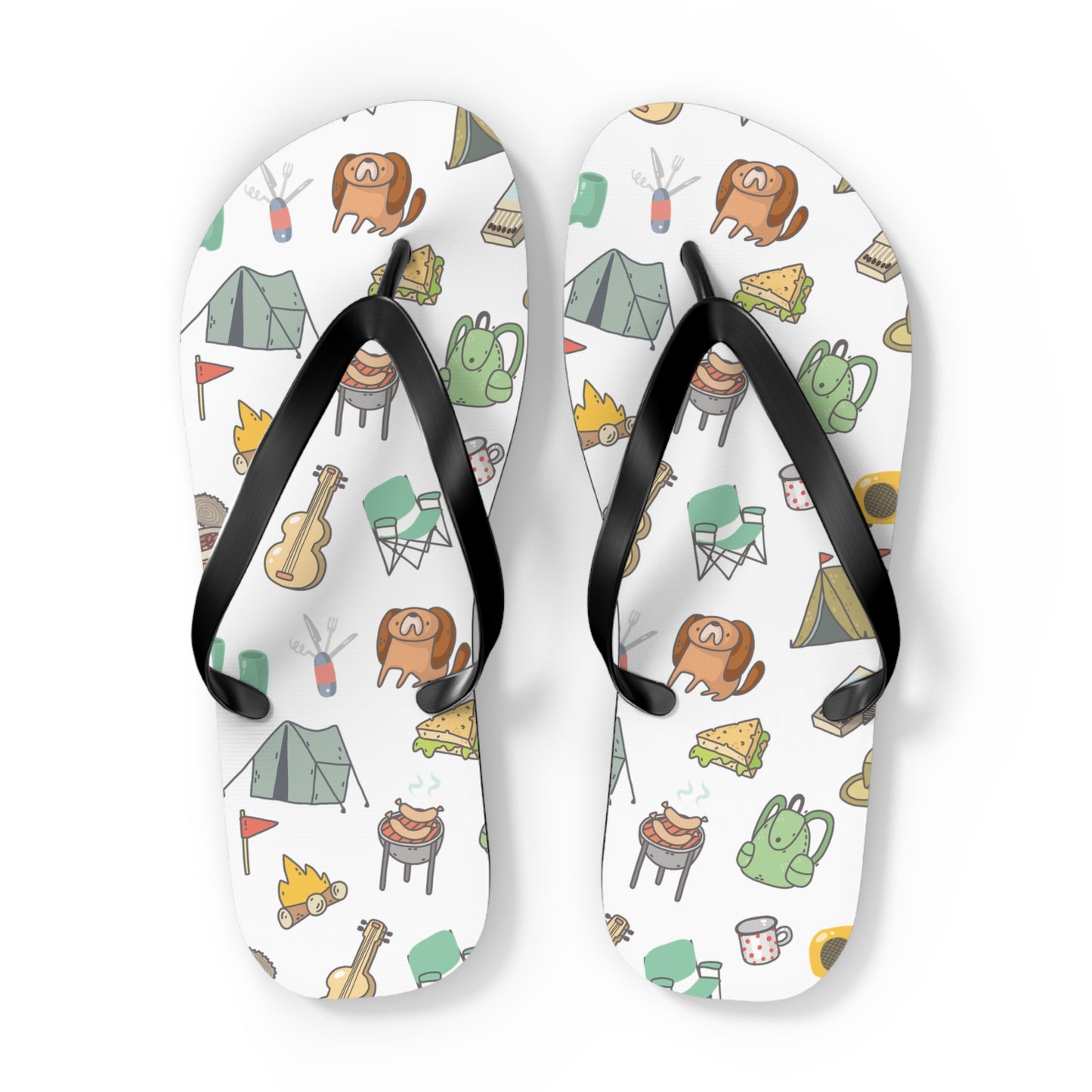 Funny Camping Flip Flops - Outdoor Adventure Sandals, Campsite Flip-Flops, Hiking Footwear, Summer Beach Shoes, Camping Gift
