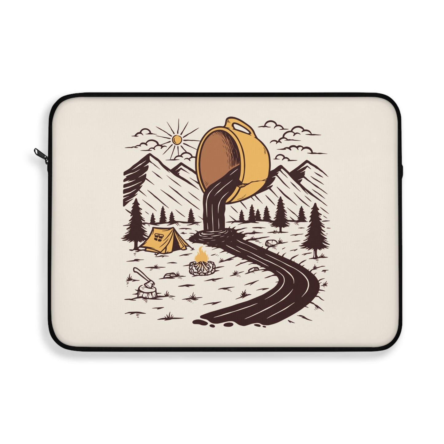 Coffee River Laptop Sleeve - Camping Coffee Art Laptop Case for Outdoor Lovers & Digital Nomads