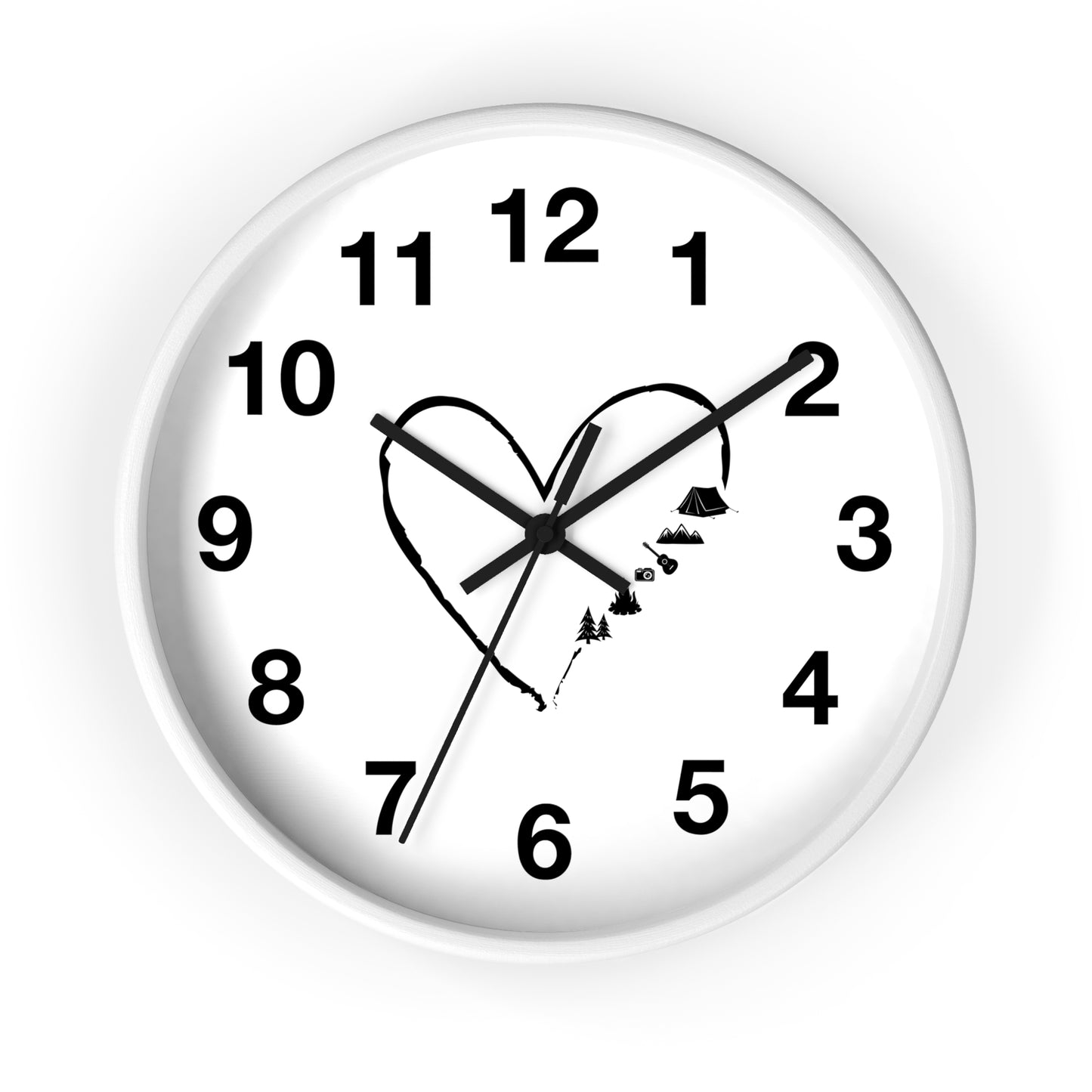 Love Nature Wall Clock - Heart Mountain Design, Minimal Outdoor Home Decor