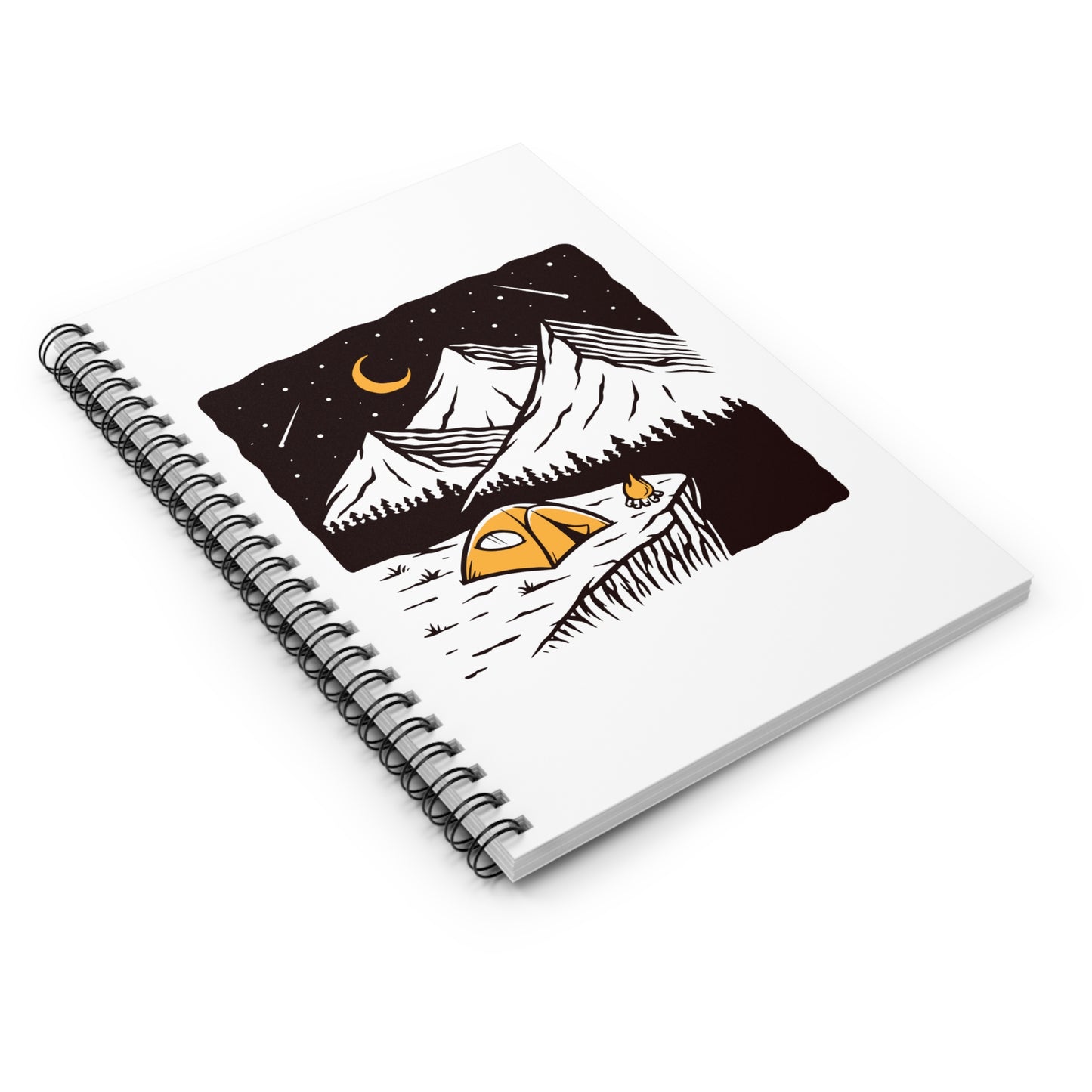 Night Camping Spiral Notebook - Mountain Campfire Adventure Journal for Nature Lovers