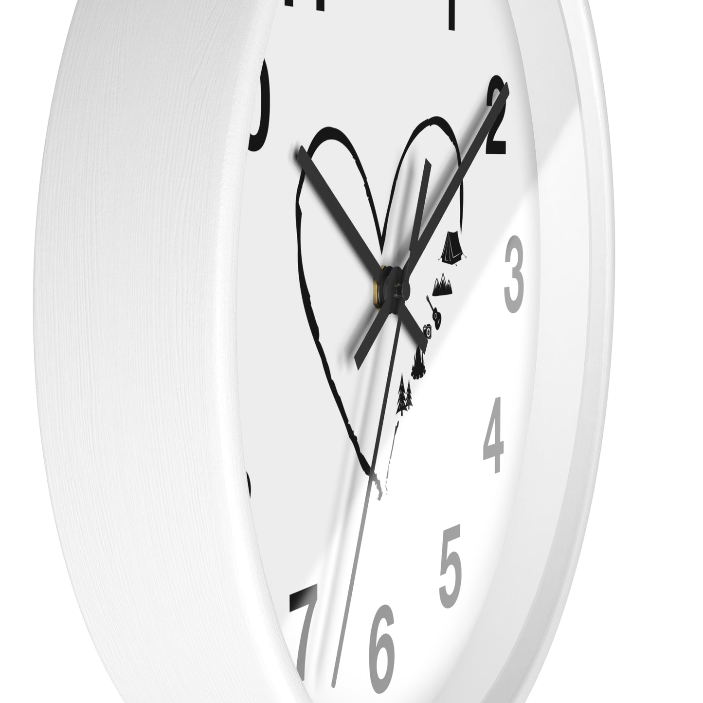 Love Nature Wall Clock - Heart Mountain Design, Minimal Outdoor Home Decor