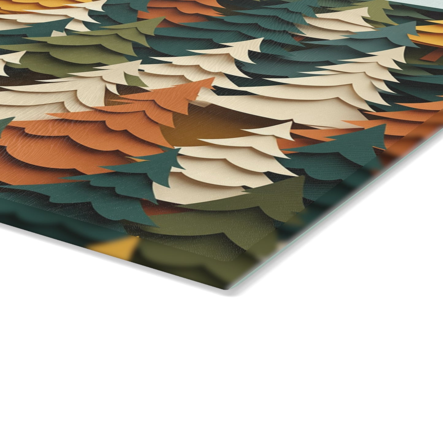 Forest Pattern Glass Cutting Board - Cozy Woodland Kitchen Decor