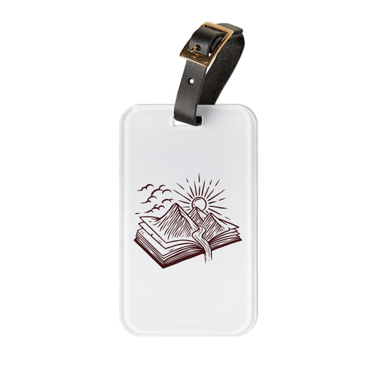 Journey Story Luggage Tag - Adventure Book & Mountain Illustration Travel Bag Tag