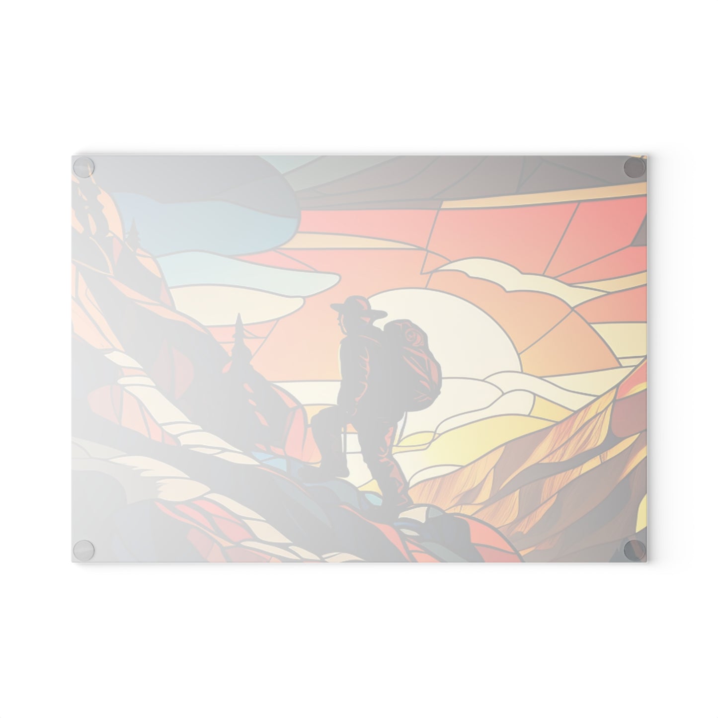 Mountain Hiker Glass Cutting Board - Adventure & Journey Inspired Kitchen Board for Outdoor Lovers