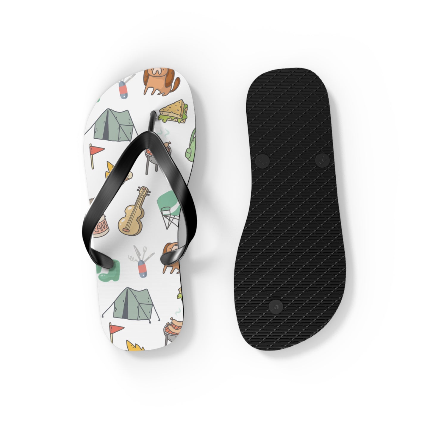 Funny Camping Flip Flops - Outdoor Adventure Sandals, Campsite Flip-Flops, Hiking Footwear, Summer Beach Shoes, Camping Gift