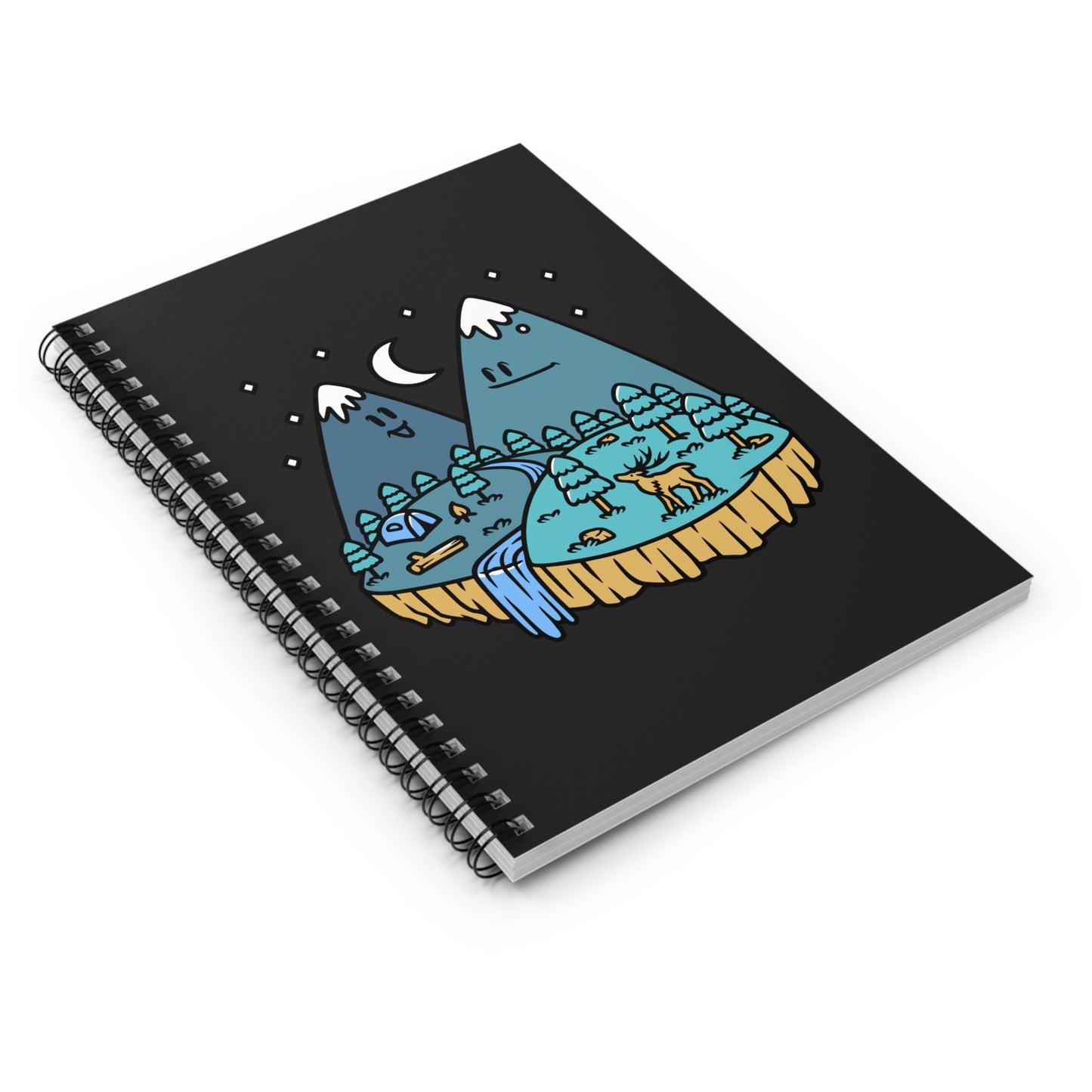 Cute Night Mountains Spiral Notebook - Cozy Moonlit Nature Journal for Calm Writing & Journaling