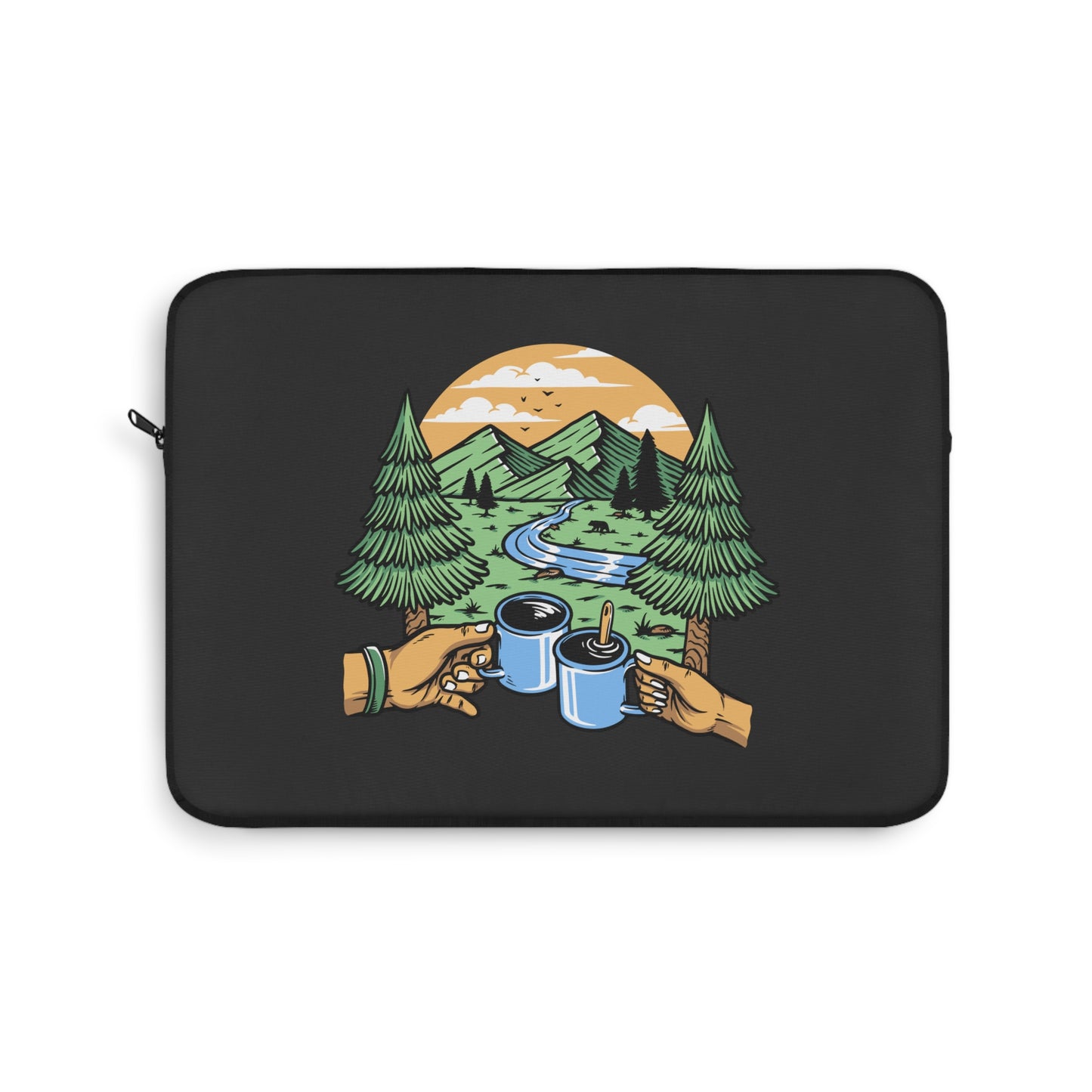 Camp Coffee Laptop Sleeve - Outdoor Morning Ritual Protective Case for Campers & Nature Lovers
