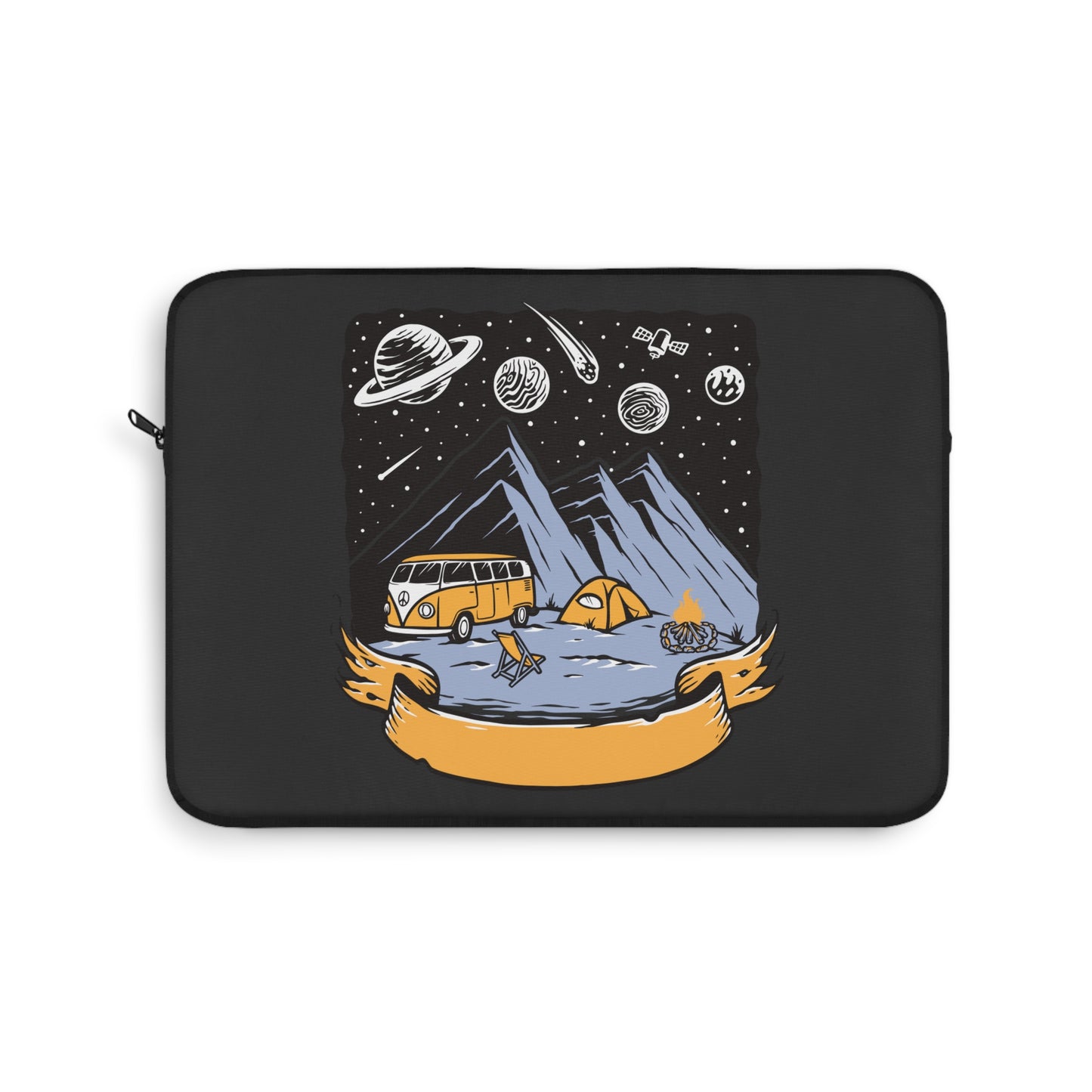 Cosmic Camping Adventure Laptop Sleeve with Van and Mountain Night Scene