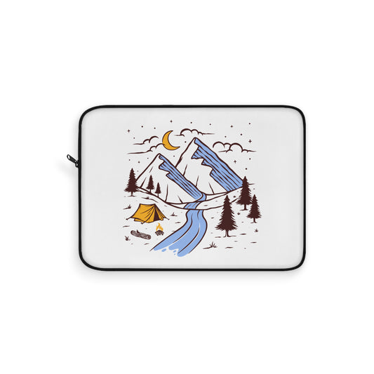 Mountain Camp Laptop Sleeve - Nature Illustration Protective Case for Travelers & Outdoor Lovers