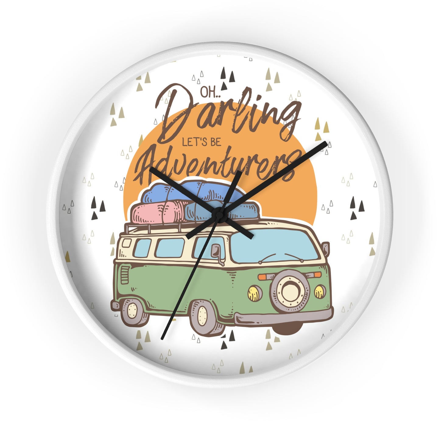 Van Life Wall Clock - Cozy Adventure Home Decor with Retro Travel Illustration