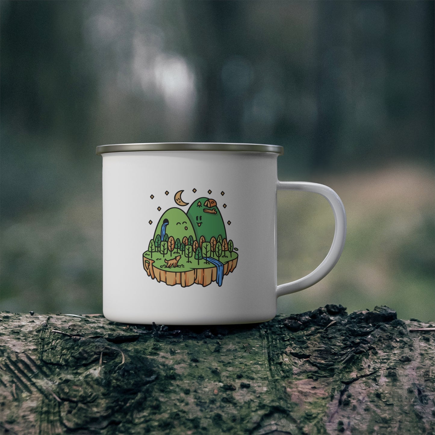 Cute Nature Enamel Camping Mug - Cozy Outdoor Coffee Mug for Campfire Mornings, Hiking & Nature Lovers