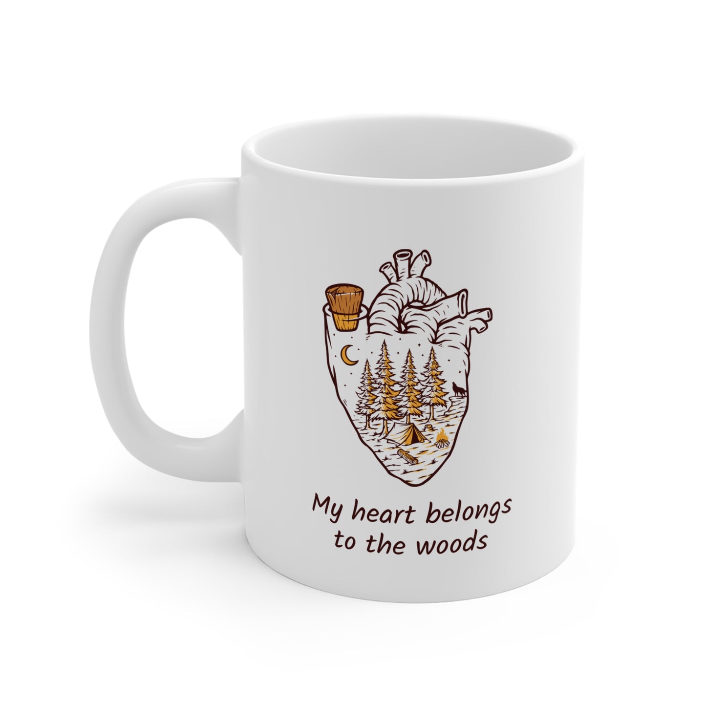 Personalized Anatomical Heart Forest Mug - Custom Name & Date Nature Illustration Coffee Cup
