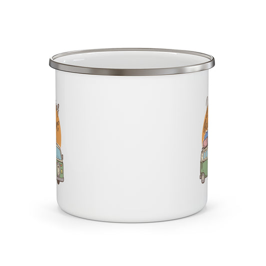 Oh, Darling Lets Be Adventurers Enamel Camping Mug with Van Travel Design