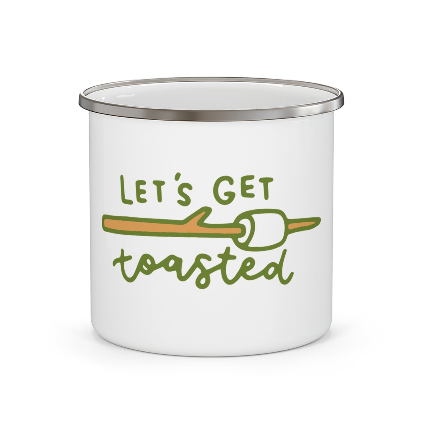 Lets Get Toasted Enamel Camping Mug - Campfire Marshmallow Coffee Mug, Funny Outdoor Gift