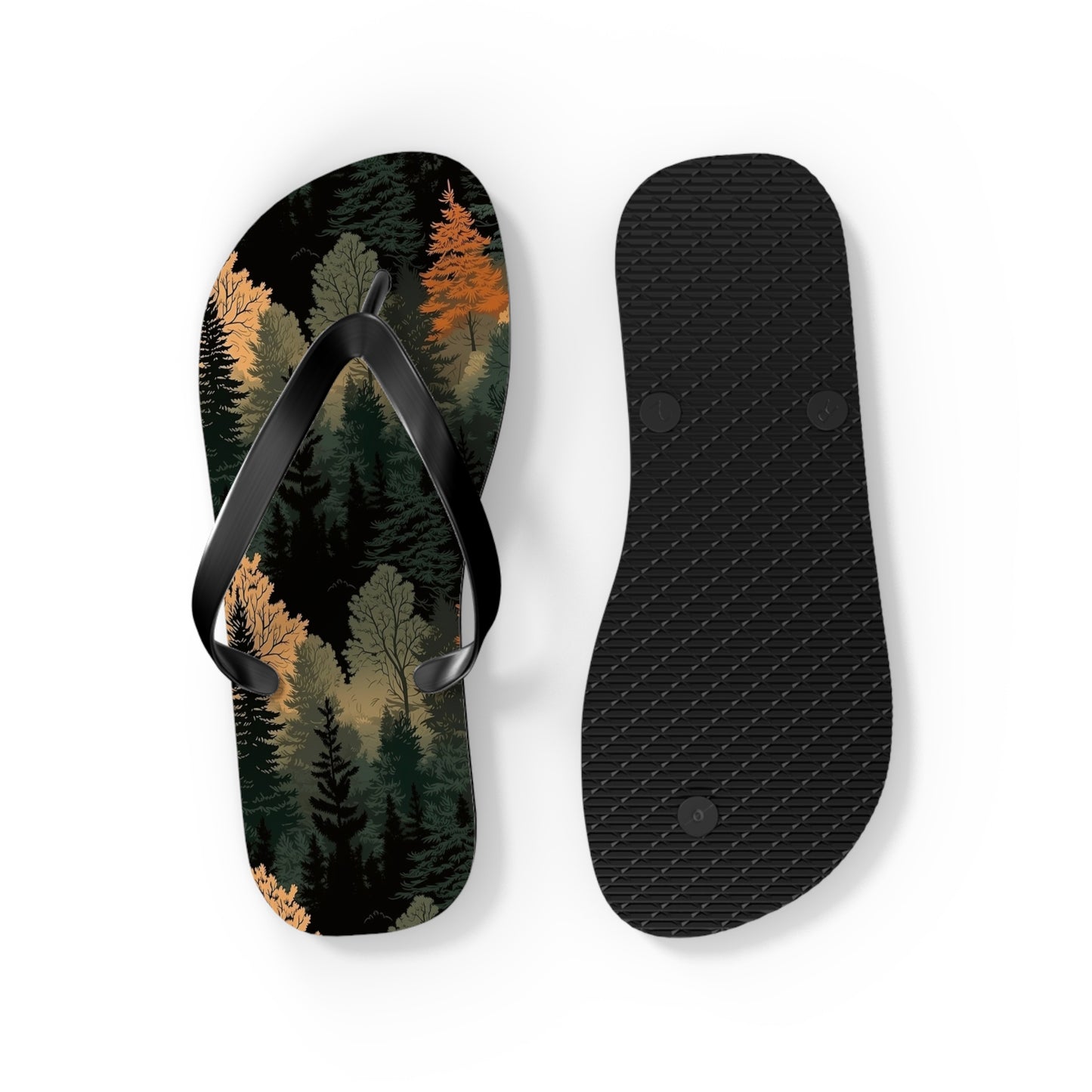 Forest Pattern Flip Flops - Nature Inspired Summer Sandals for Outdoor & Everyday Wear