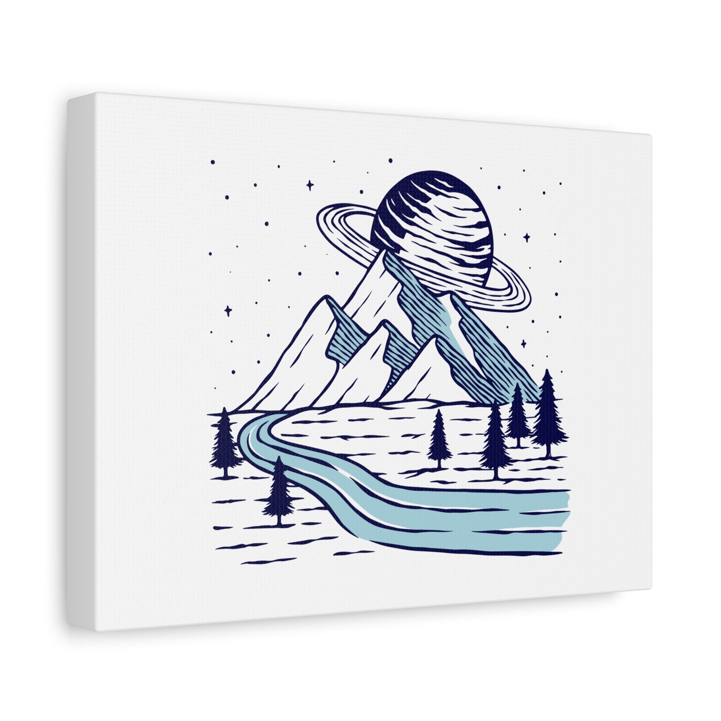 Canvas Wall Art, Silent Night Camping White Night Scene, Matte Stretched 1 25" Print, Home Decor, Gift Idea, Wilderness Nature Decor,