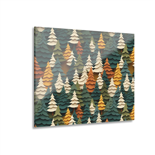 Forest Tree Pattern Acrylic Print - Cozy Woodland Wall Art, Nature Inspired Home Decor