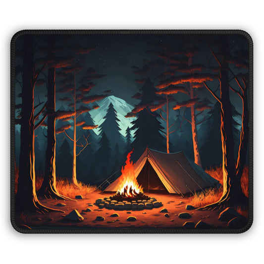Forest Campfire Night Mouse Pad - Cozy Nature Desk Decor with Calm Camping Atmosphere
