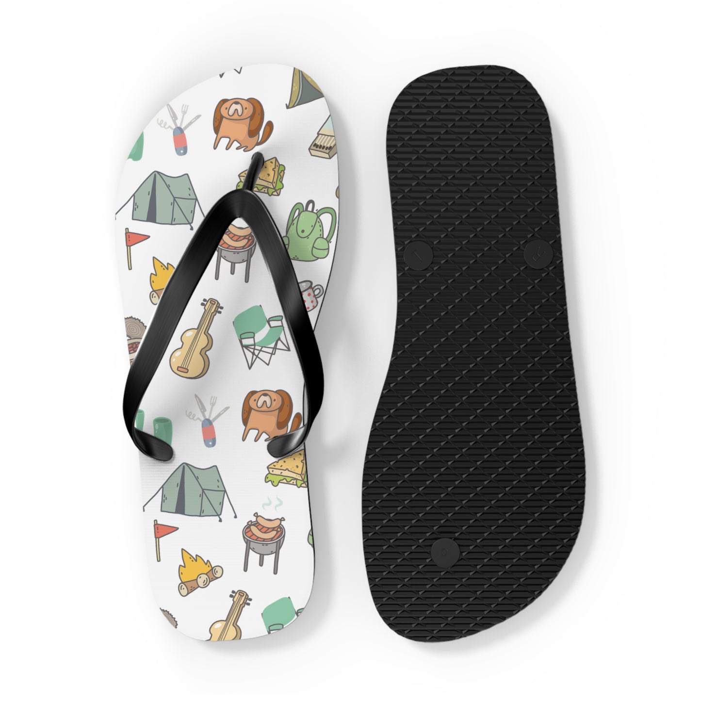 Funny Camping Flip Flops - Outdoor Adventure Sandals, Campsite Flip-Flops, Hiking Footwear, Summer Beach Shoes, Camping Gift