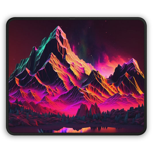 Neon Mountain Night Mouse Pad - Cozy Nature Desk Decor with Dreamy Fantasy Landscape
