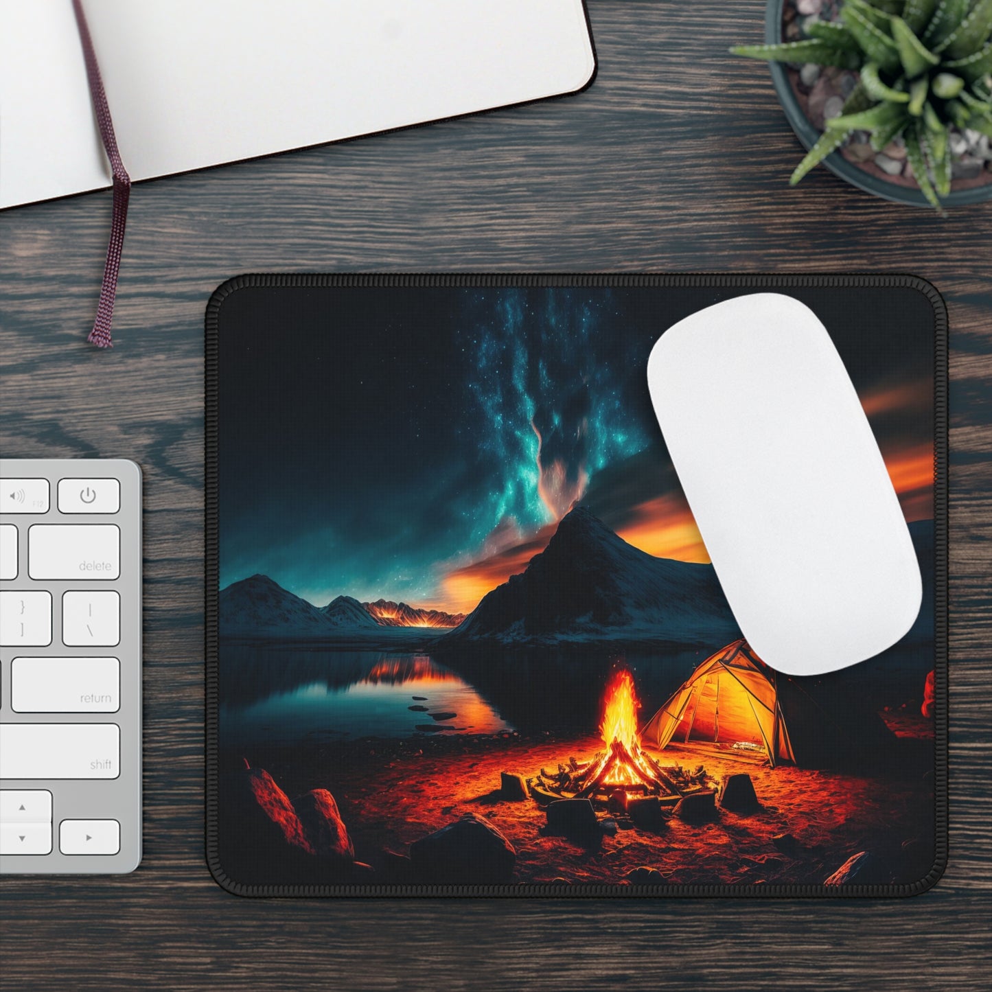 Night Campfire Mouse Pad - Cozy Outdoor Desk Decor Inspired by Nature and Quiet Nights