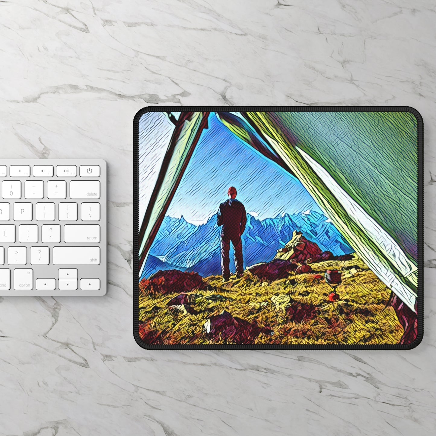 Mountain View Camping Mouse Pad - Cozy Nature Desk Decor Inspired by Quiet Outdoor Moments