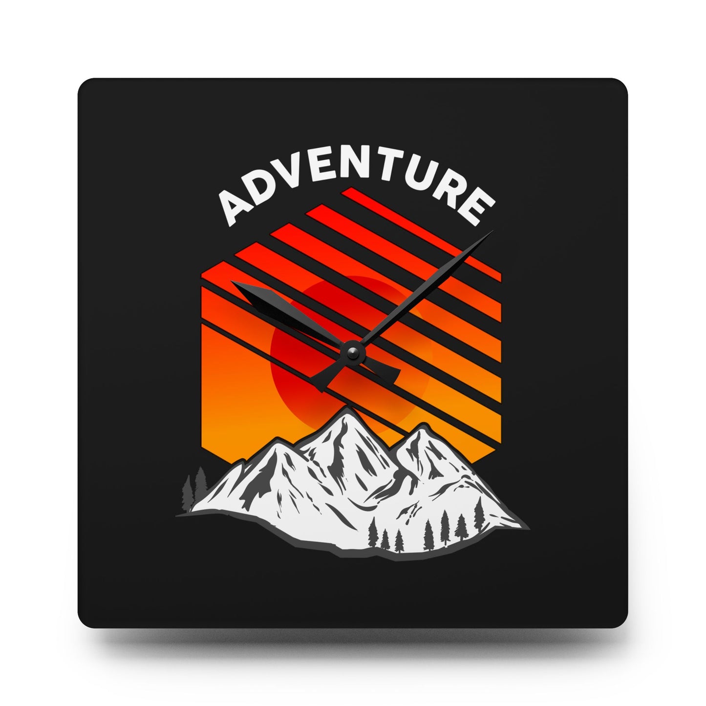 Adventure Acrylic Wall Clock - Modern Mountain Home Decor with Bold Outdoor Design