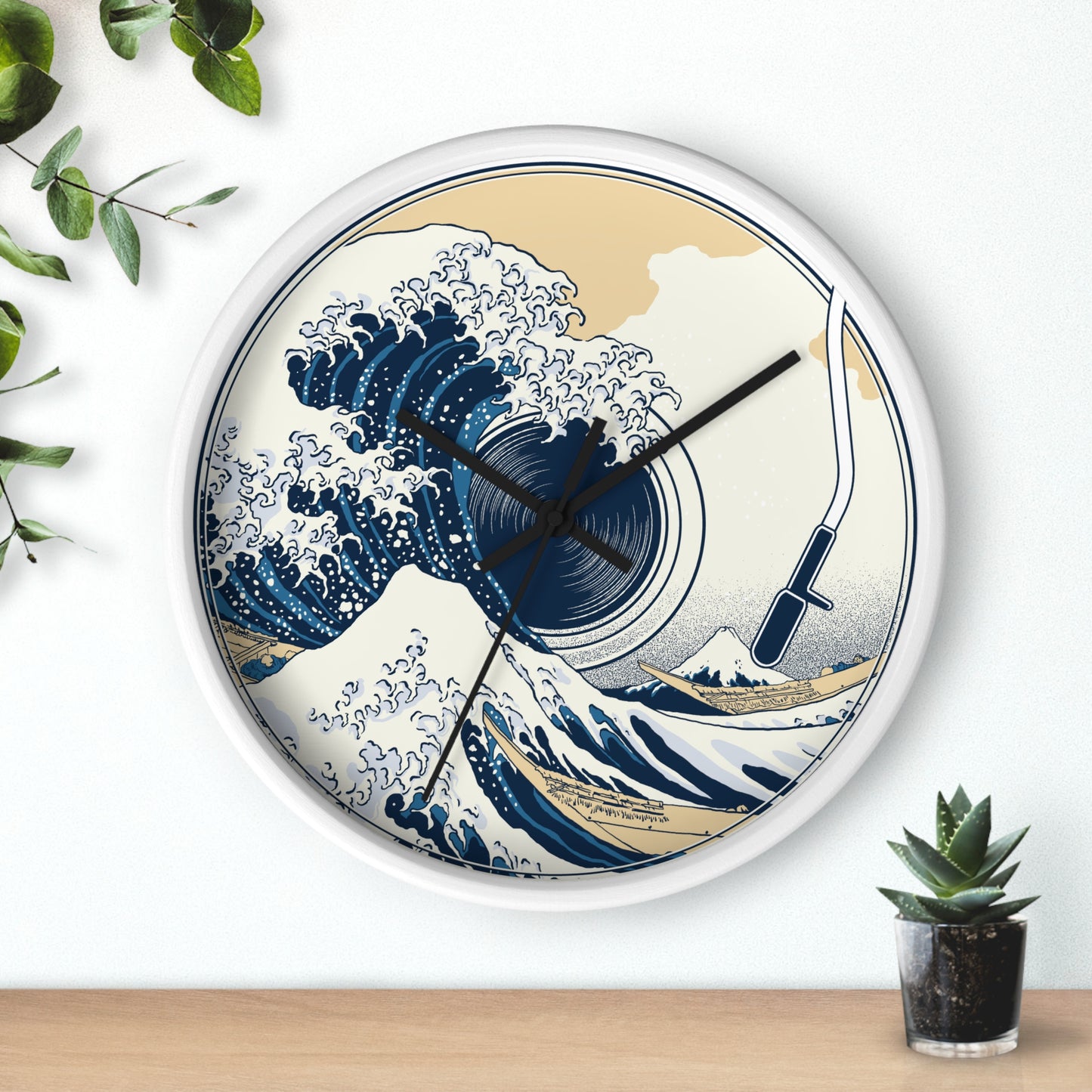Ocean Wave Vinyl Wall Clock - Cozy Art Home Decor with Sound & Sea Illustration