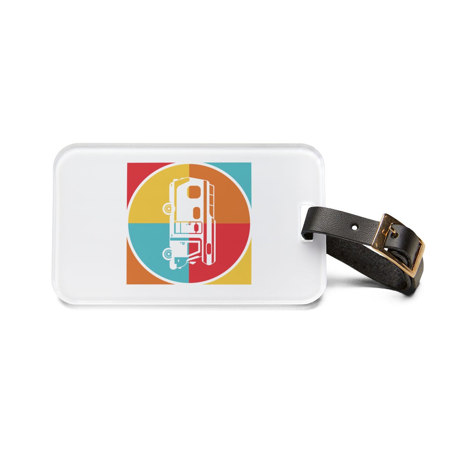 Retro Van Travel Luggage Tag with Minimal Road Trip Design