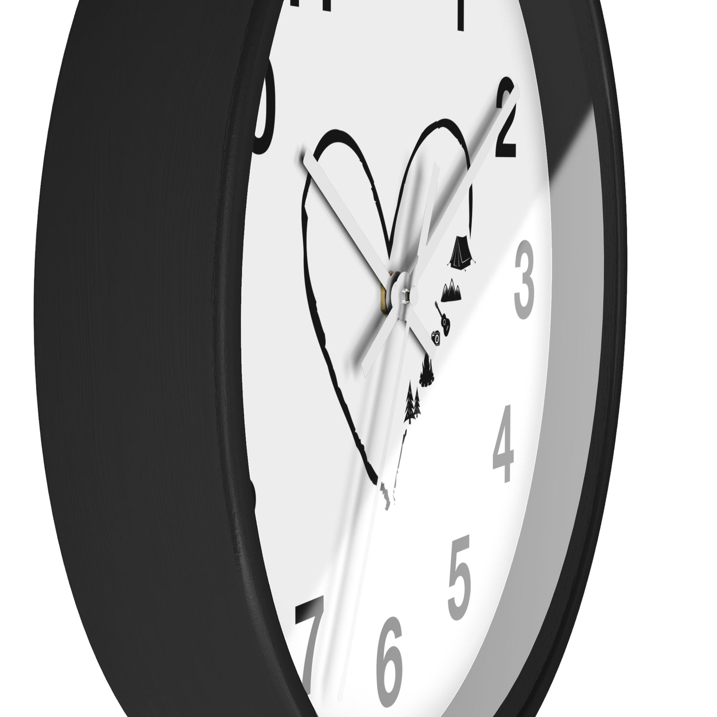 Love Nature Wall Clock - Heart Mountain Design, Minimal Outdoor Home Decor