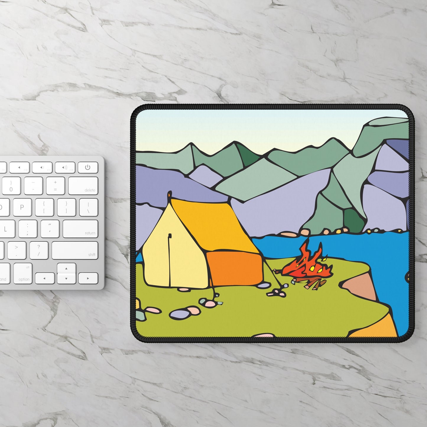 Lakeside Camping Mouse Pad - Cozy Nature Desk Decor with Calm Outdoor Scene
