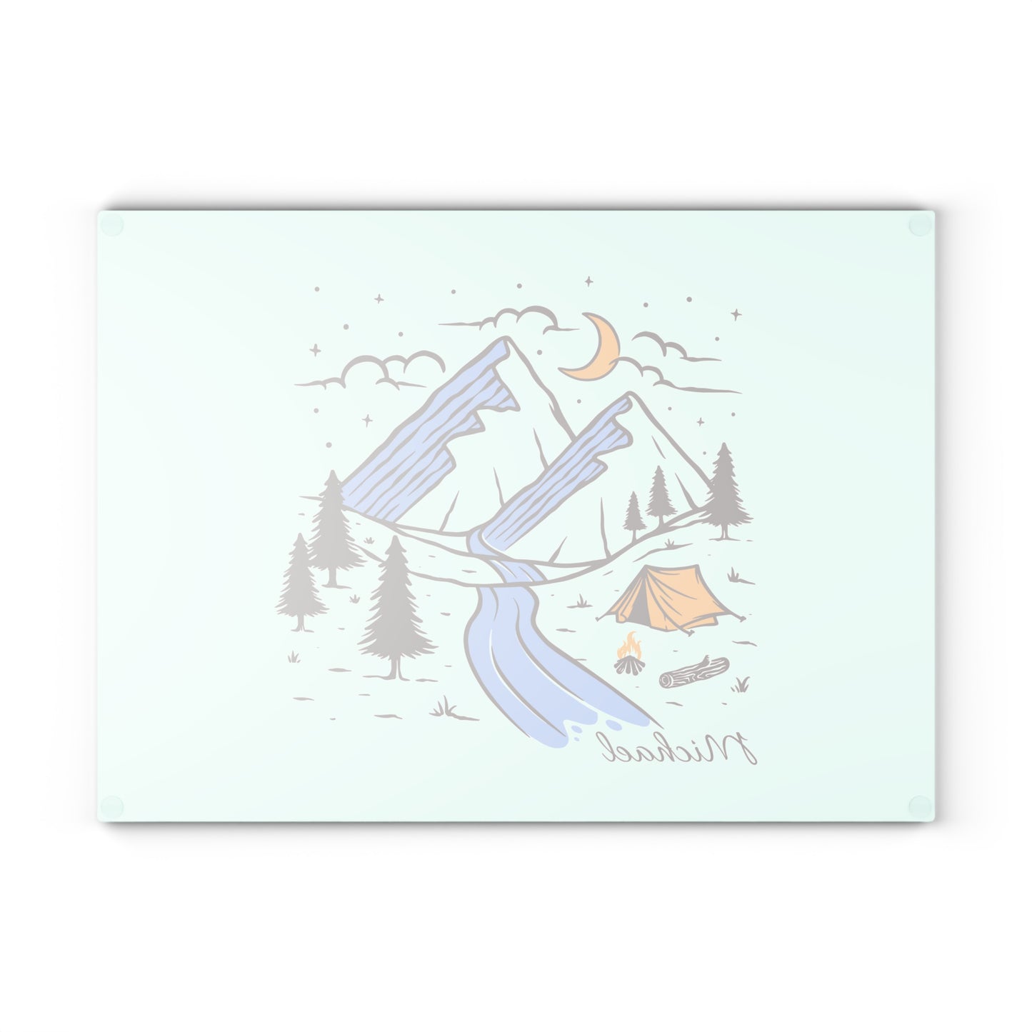Personalized Moonlit Camping Cutting Board - Custom Name Mountain Night Scene Gift