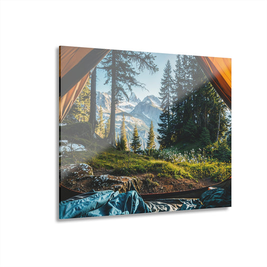 Mountain Wall Art – View From Tent Acrylic Print - Nature Landscape Decor
