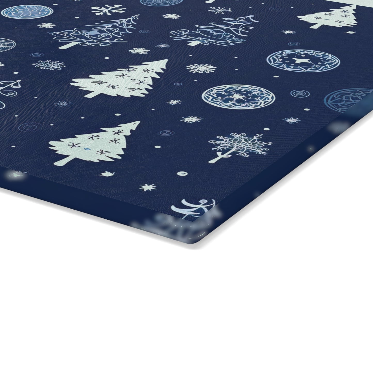 Winter Forest Pattern Glass Cutting Board - Cozy Holiday Kitchen Board, Snowy Tree Design