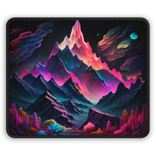 Dreamy Mountain Night Mouse Pad - Cozy Nature Desk Decor with Colorful Fantasy Landscape