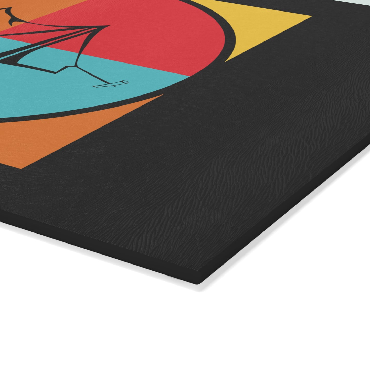 Minimal Camping Tent Glass Cutting Board with Retro Color Nature Design