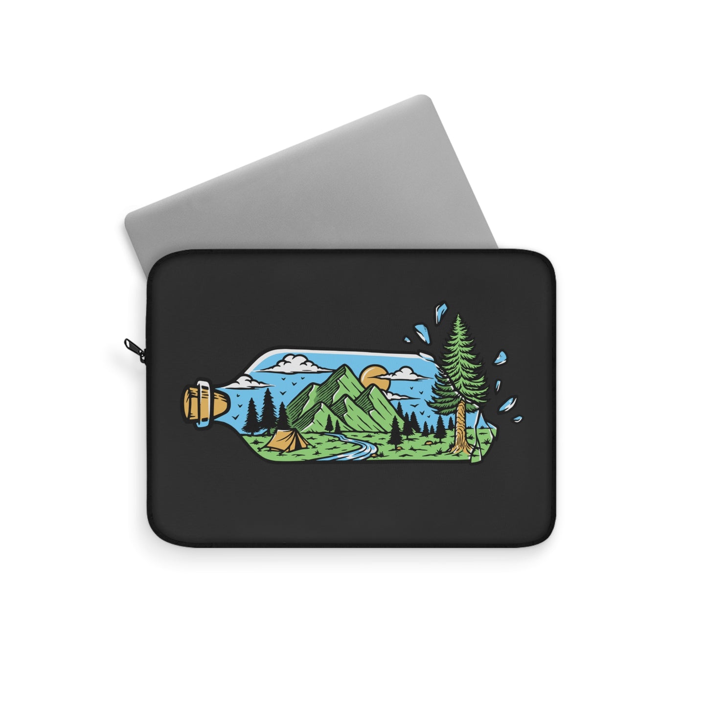 Adventure in a Bottle Laptop Sleeve - Nature Illustration Protective Case for Travelers & Outdoor Souls