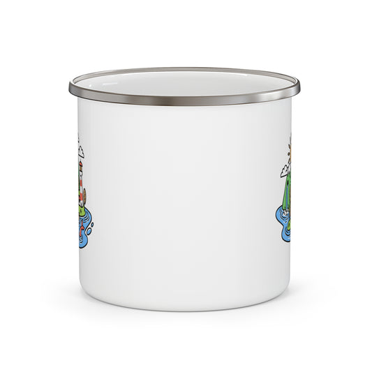 Cute Island Enamel Camping Mug - Cozy Coffee Mug for Ocean Lovers, Campfire Mornings & Slow Adventures