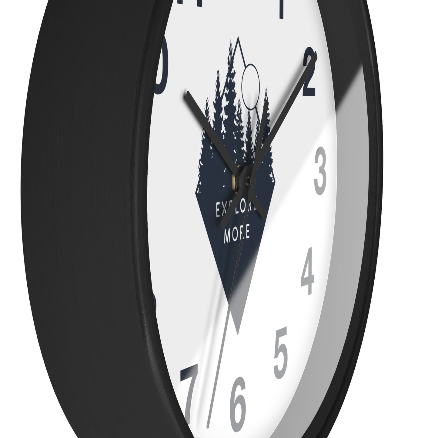 Explore More Wall Clock - Minimal Forest & Mountain Design, Adventure Quote Clock