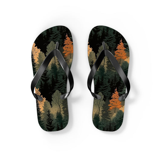 Forest Pattern Flip Flops - Nature Inspired Summer Sandals for Outdoor & Everyday Wear