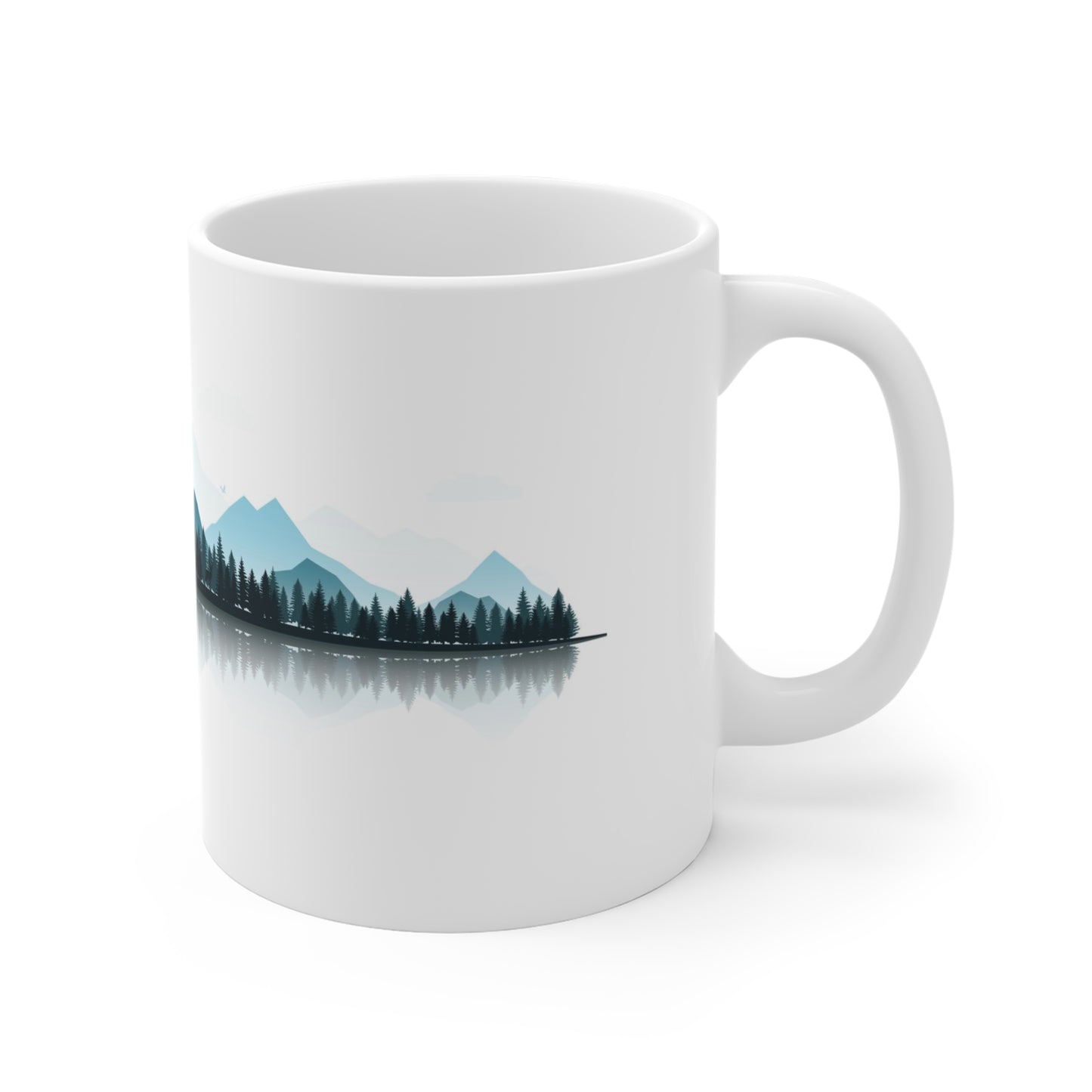 Mountain Landscape Mug 11oz, Nature Forest Coffee Cup, Minimalist Outdoors Mug, Hiking Gift for Men, Cabin Decor, Scenic Mountain Cup