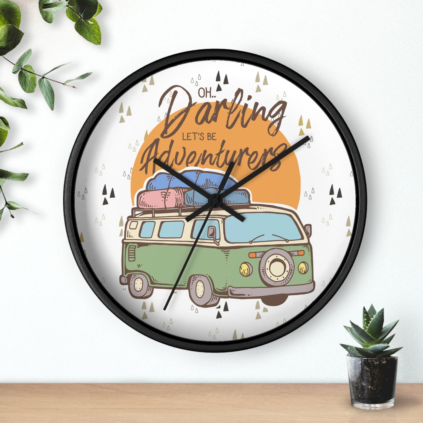 Van Life Wall Clock - Cozy Adventure Home Decor with Retro Travel Illustration