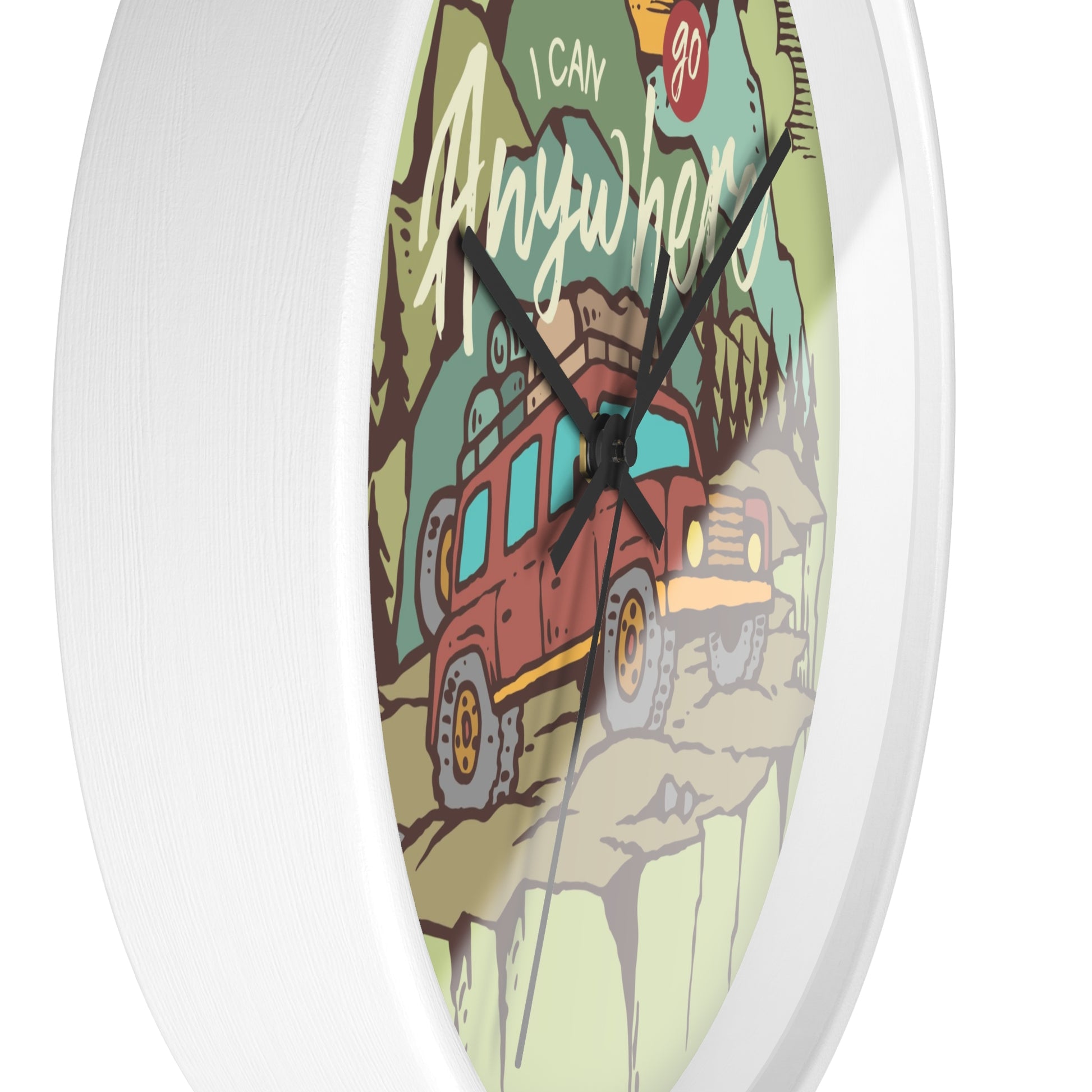 I Can Go Anywhere wall clock close-up