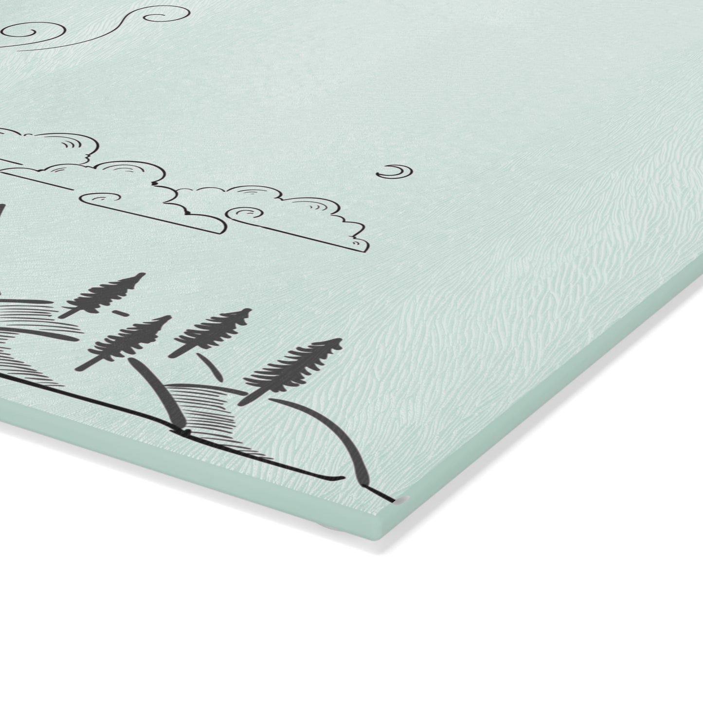Camping Line Art Mouse Pad - Minimalist Nature Desk Mat, Tent Mountains Forest Illustration